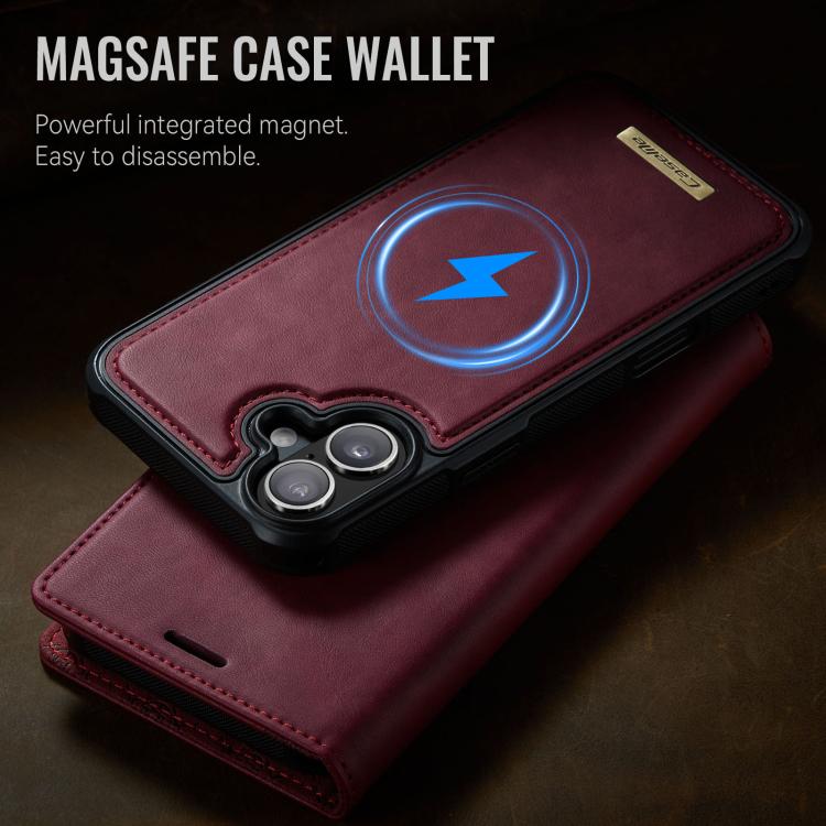 For iPhone 16 CaseMe C49 MagSafe RFID Blocking Detachable Wallet Leather Phone Case(Red) by CaseMe