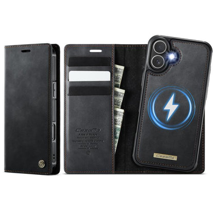 For iPhone 16 CaseMe C49 MagSafe RFID Blocking Detachable Wallet Leather Phone Case(Black) by CaseMe