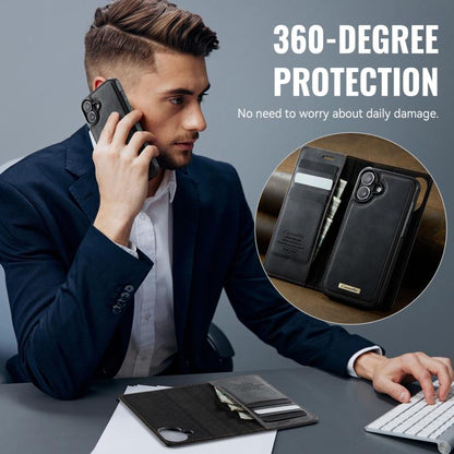 For iPhone 16 CaseMe C49 MagSafe RFID Blocking Detachable Wallet Leather Phone Case(Black) by CaseMe