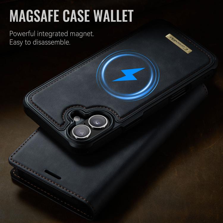 For iPhone 16 CaseMe C49 MagSafe RFID Blocking Detachable Wallet Leather Phone Case(Black) by CaseMe