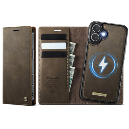 For iPhone 16 CaseMe C49 MagSafe RFID Blocking Detachable Wallet Leather Phone Case(Coffee) by CaseMe