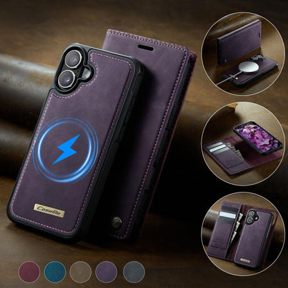 For iPhone 16 CaseMe C49 MagSafe RFID Blocking Detachable Wallet Leather Phone Case(Purple) by CaseMe