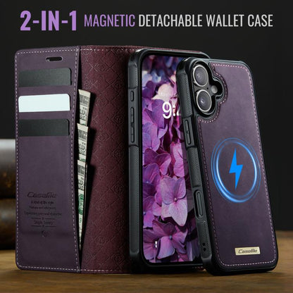 For iPhone 16 CaseMe C49 MagSafe RFID Blocking Detachable Wallet Leather Phone Case(Purple) by CaseMe