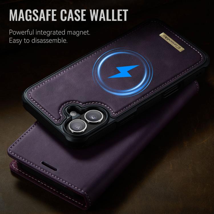 For iPhone 16 CaseMe C49 MagSafe RFID Blocking Detachable Wallet Leather Phone Case(Purple) by CaseMe