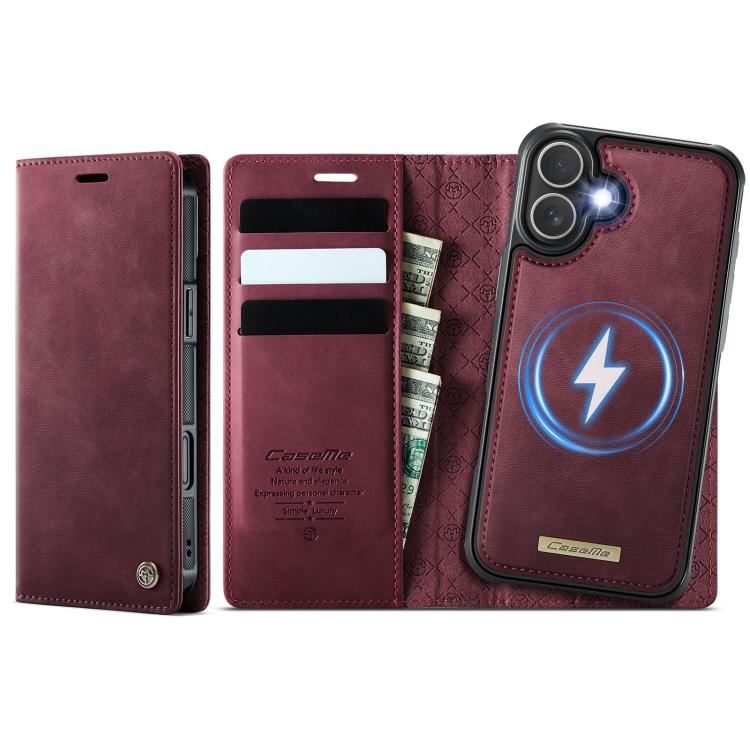 For iPhone 16 Plus CaseMe C49 MagSafe RFID Blocking Detachable Wallet Leather Phone Case(Red) by CaseMe