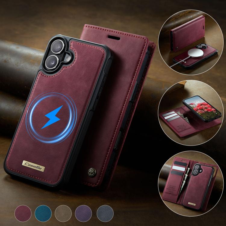 For iPhone 16 Plus CaseMe C49 MagSafe RFID Blocking Detachable Wallet Leather Phone Case(Red) by CaseMe