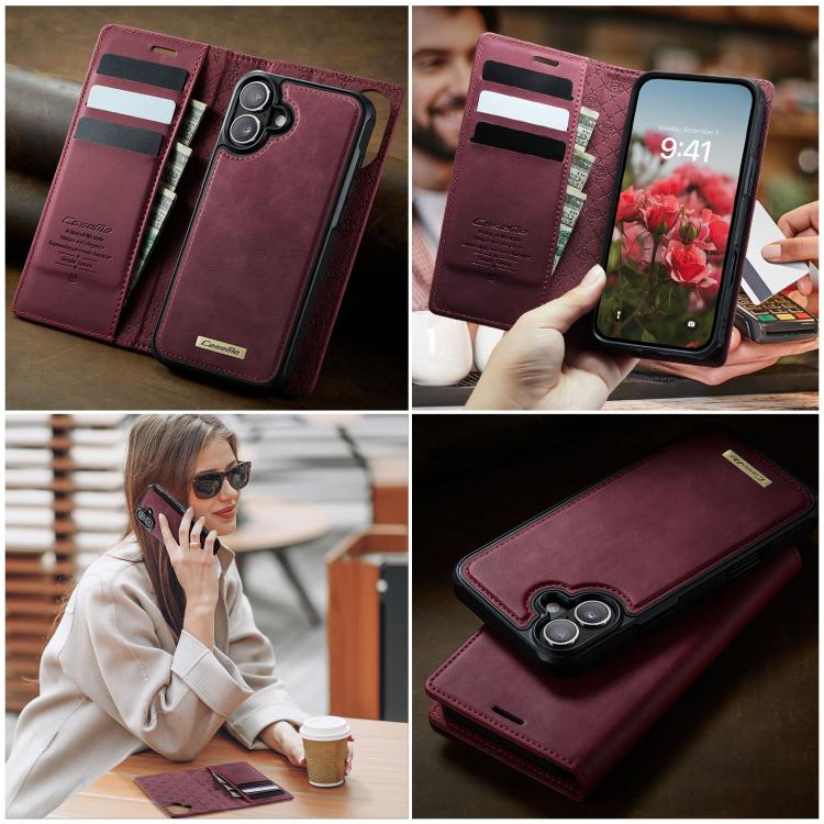 For iPhone 16 Plus CaseMe C49 MagSafe RFID Blocking Detachable Wallet Leather Phone Case(Red) by CaseMe
