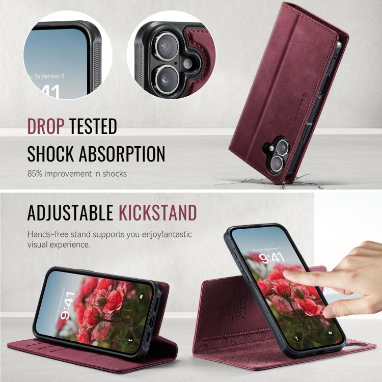 For iPhone 16 Plus CaseMe C49 MagSafe RFID Blocking Detachable Wallet Leather Phone Case(Red) by CaseMe