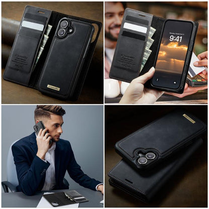 For iPhone 16 Plus CaseMe C49 MagSafe RFID Blocking Detachable Wallet Leather Phone Case(Black) by CaseMe