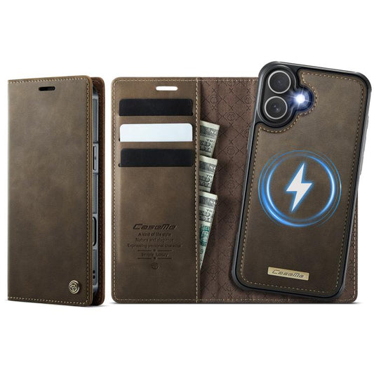 For iPhone 16 Plus CaseMe C49 MagSafe RFID Blocking Detachable Wallet Leather Phone Case(Coffee) by CaseMe