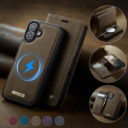 For iPhone 16 Plus CaseMe C49 MagSafe RFID Blocking Detachable Wallet Leather Phone Case(Coffee) by CaseMe