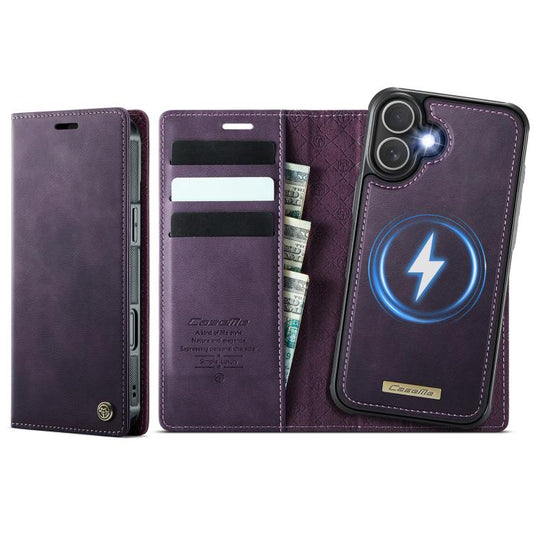 For iPhone 16 Plus CaseMe C49 MagSafe RFID Blocking Detachable Wallet Leather Phone Case(Purple) by CaseMe