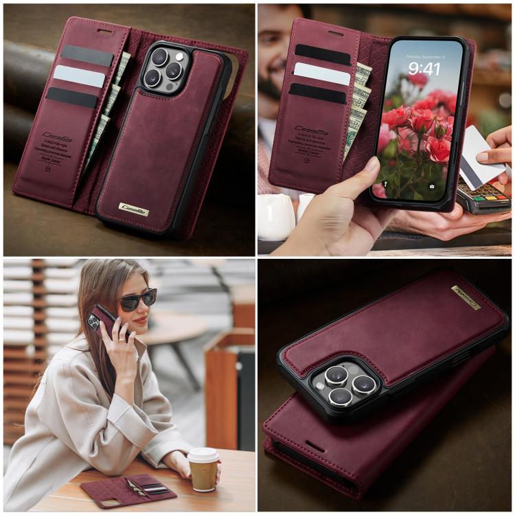 For iPhone 16 Pro CaseMe C49 MagSafe RFID Blocking Detachable Wallet Leather Phone Case(Red) by CaseMe