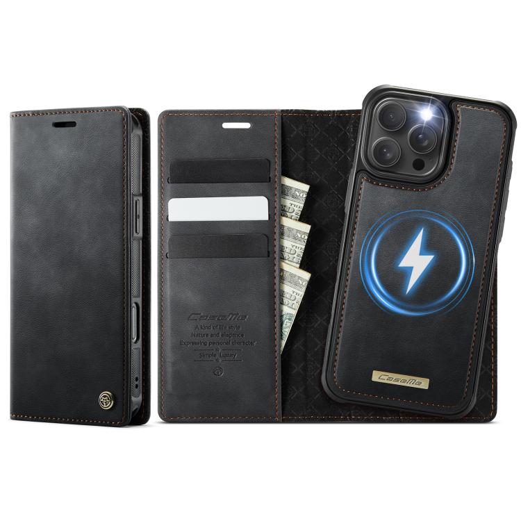 For iPhone 16 Pro CaseMe C49 MagSafe RFID Blocking Detachable Wallet Leather Phone Case(Black) by CaseMe