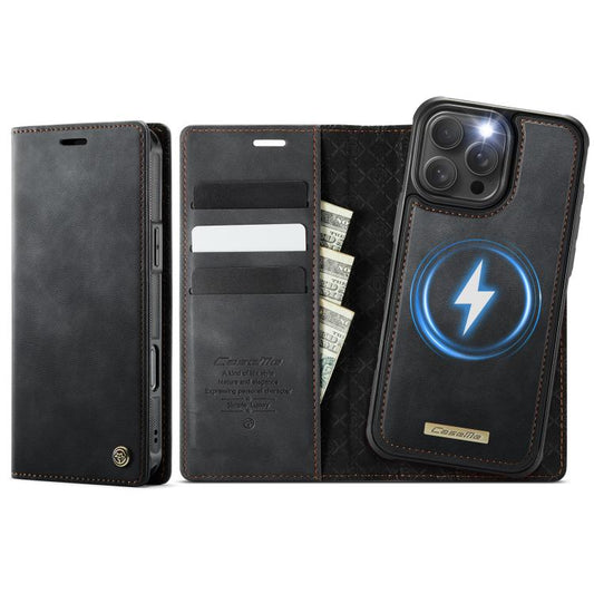 For iPhone 16 Pro CaseMe C49 MagSafe RFID Blocking Detachable Wallet Leather Phone Case(Black) by CaseMe