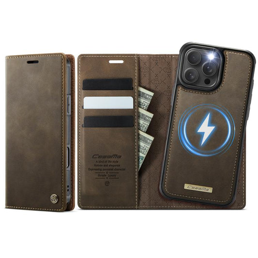 For iPhone 16 Pro CaseMe C49 MagSafe RFID Blocking Detachable Wallet Leather Phone Case(Coffee) by CaseMe