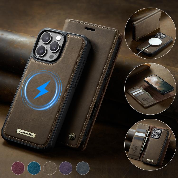 For iPhone 16 Pro CaseMe C49 MagSafe RFID Blocking Detachable Wallet Leather Phone Case(Coffee) by CaseMe
