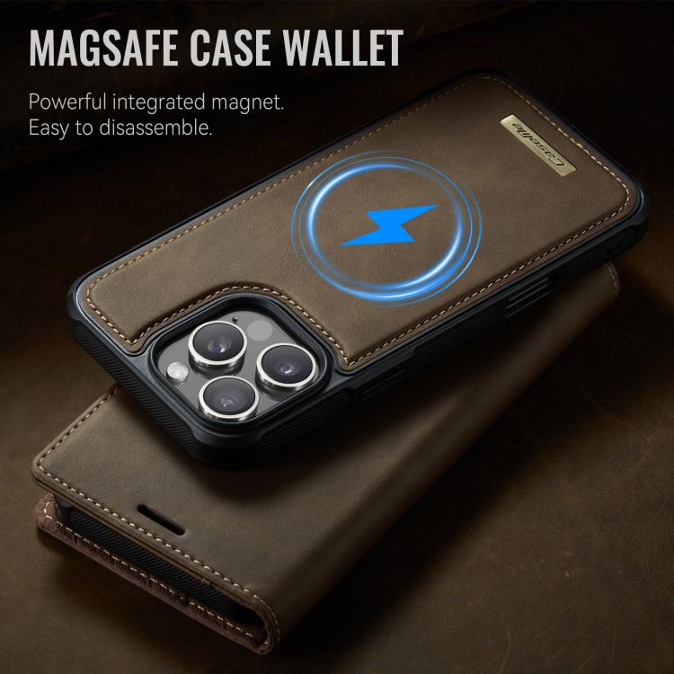 For iPhone 16 Pro CaseMe C49 MagSafe RFID Blocking Detachable Wallet Leather Phone Case(Coffee) by CaseMe