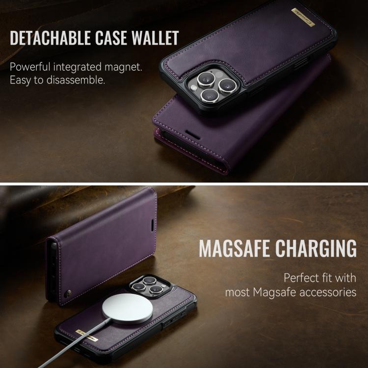 For iPhone 16 Pro CaseMe C49 MagSafe RFID Blocking Detachable Wallet Leather Phone Case(Purple) by CaseMe