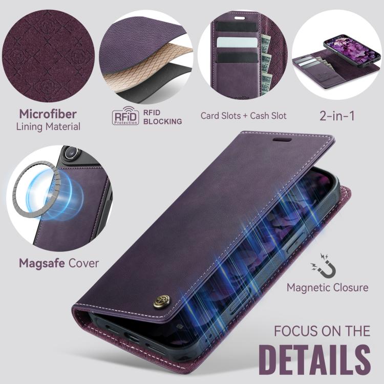 For iPhone Air CaseMe C49 MagSafe RFID Blocking Detachable Wallet Leather Phone Case(Purple) by CaseMe