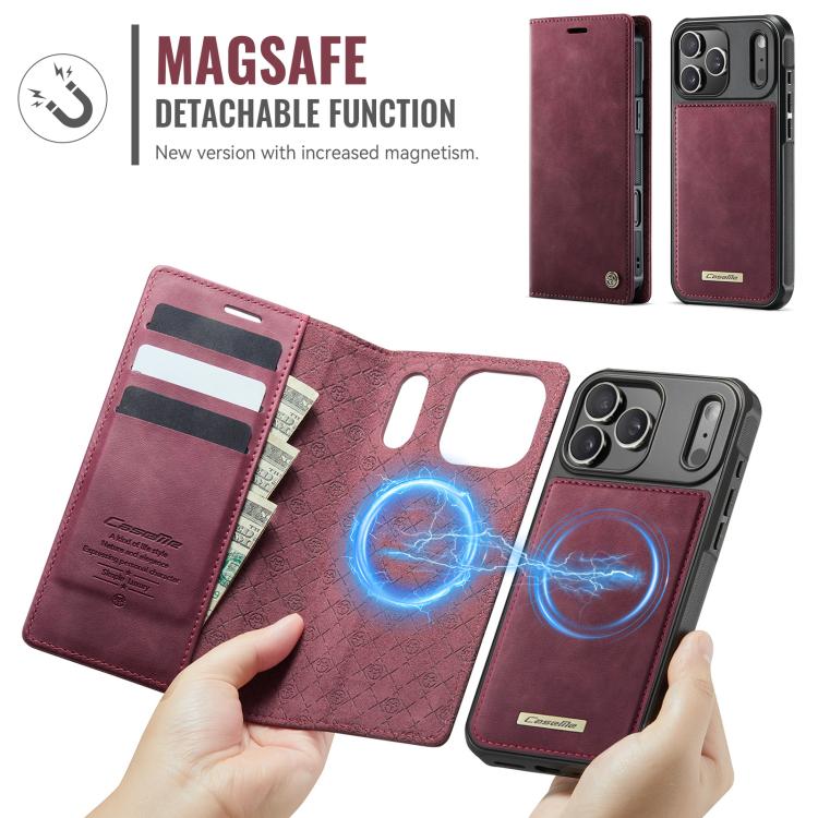 For iPhone 17 Pro Max CaseMe C49 MagSafe RFID Blocking Detachable Wallet Leather Phone Case(Red) by CaseMe