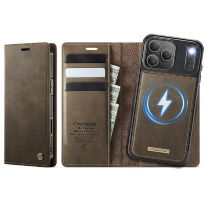 For iPhone 17 Pro Max CaseMe C49 MagSafe RFID Blocking Detachable Wallet Leather Phone Case(Coffee) by CaseMe