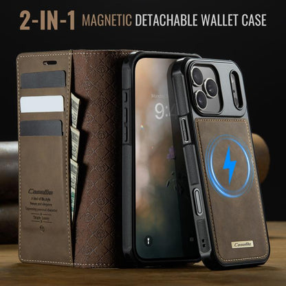 For iPhone 17 Pro Max CaseMe C49 MagSafe RFID Blocking Detachable Wallet Leather Phone Case(Coffee) by CaseMe