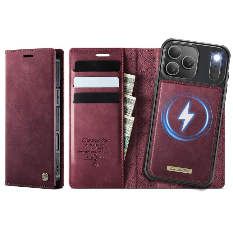 For iPhone 17 Pro CaseMe C49 MagSafe RFID Blocking Detachable Wallet Leather Phone Case(Red) by CaseMe