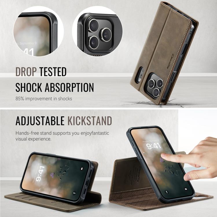 For iPhone 17 Pro CaseMe C49 MagSafe RFID Blocking Detachable Wallet Leather Phone Case(Coffee) by CaseMe
