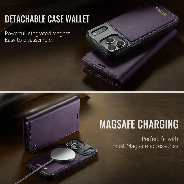 For iPhone 17 Pro CaseMe C49 MagSafe RFID Blocking Detachable Wallet Leather Phone Case(Purple) by CaseMe