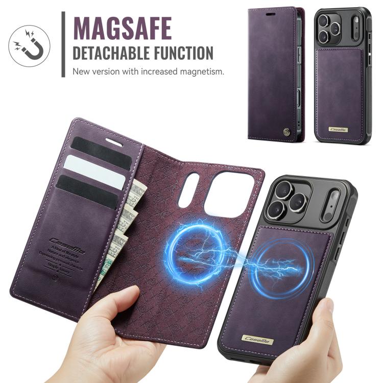 For iPhone 17 Pro CaseMe C49 MagSafe RFID Blocking Detachable Wallet Leather Phone Case(Purple) by CaseMe