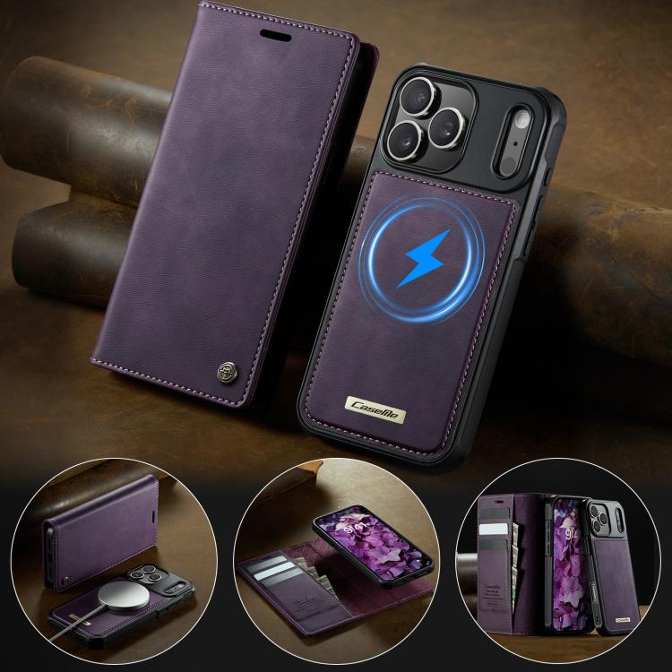 For iPhone 17 Pro CaseMe C49 MagSafe RFID Blocking Detachable Wallet Leather Phone Case(Purple) by CaseMe