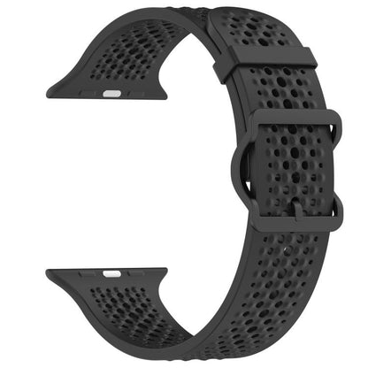 For Apple Watch 46mm / 49mm / 45mm / 44mm Breathable Holes Silicone Watch Band(Black) by bashfashion