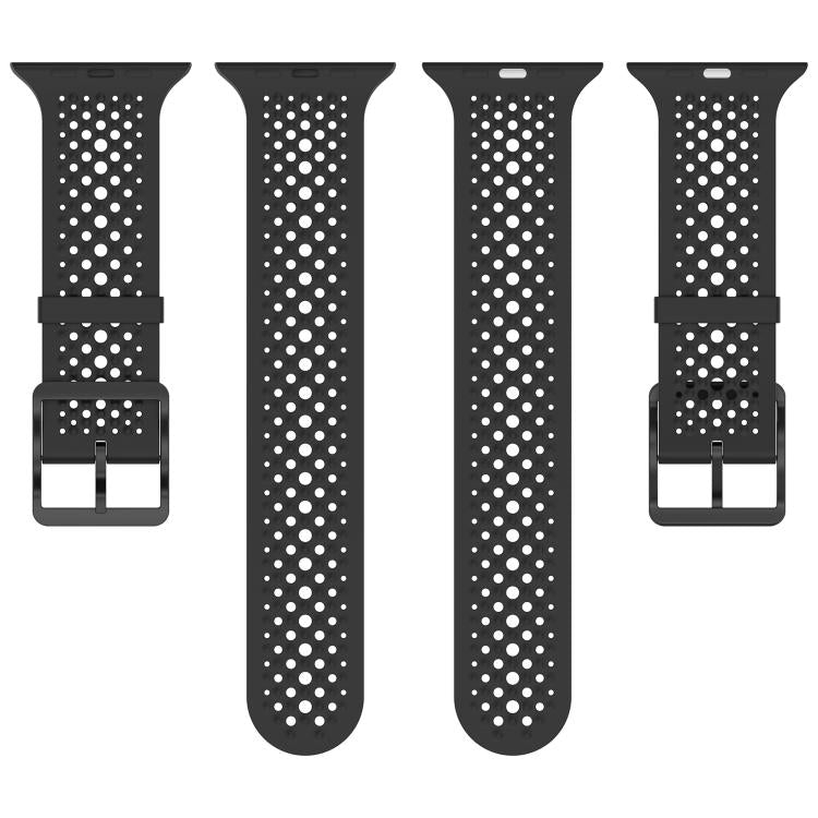For Apple Watch 46mm / 49mm / 45mm / 44mm Breathable Holes Silicone Watch Band(Black) by bashfashion
