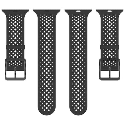 For Apple Watch 46mm / 49mm / 45mm / 44mm Breathable Holes Silicone Watch Band(Black) by bashfashion