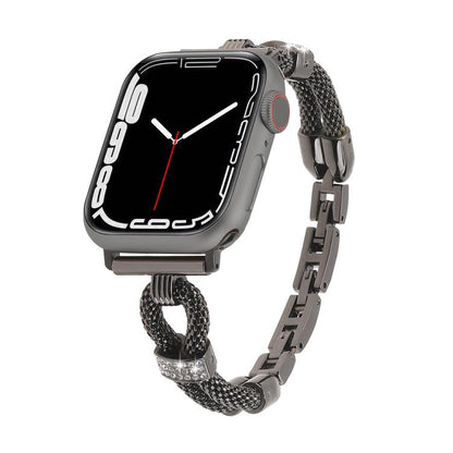 For Apple Watch 46mm / 49mm / 45mm / 44mm Copper Chain Diamonds Metal Watch Band(Black) by bashfashion