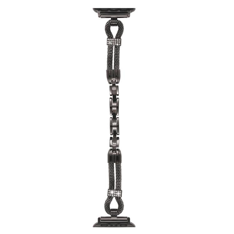 For Apple Watch 46mm / 49mm / 45mm / 44mm Copper Chain Diamonds Metal Watch Band(Black) by bashfashion