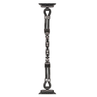 For Apple Watch 46mm / 49mm / 45mm / 44mm Copper Chain Diamonds Metal Watch Band(Black) by bashfashion
