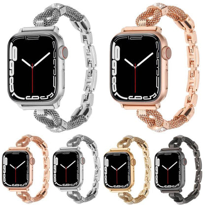 For Apple Watch 46mm / 49mm / 45mm / 44mm Copper Chain Diamonds Metal Watch Band(Black) by bashfashion