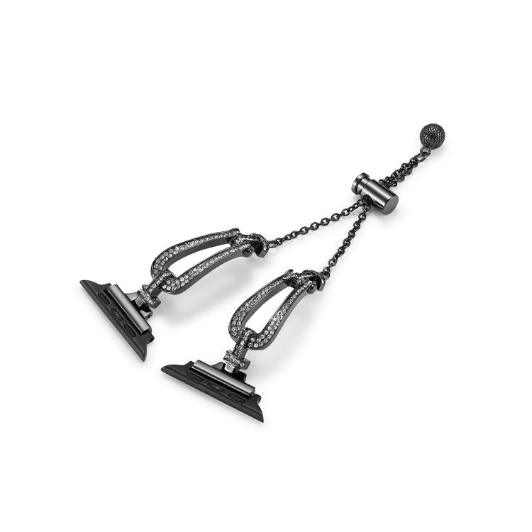 For Apple Watch 46mm / 49mm / 45mm / 44mm U-Shaped Diamond Bracelet Zinc Alloy Watch Band(Black) by bashfashion