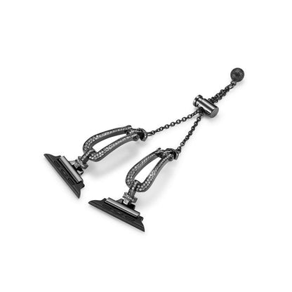 For Apple Watch 46mm / 49mm / 45mm / 44mm U-Shaped Diamond Bracelet Zinc Alloy Watch Band(Black) by bashfashion