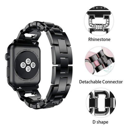 For Apple Watch 46mm / 49mm / 45mm / 44mm Square Diamond Zinc Alloy Watch Band(Black) by bashfashion