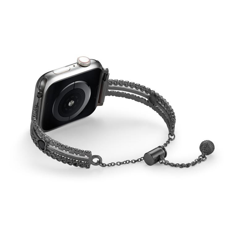 For Apple Watch 46mm / 49mm / 45mm / 44mm White Stone Love Bracelet Zinc Alloy Watch Band(Black) by bashfashion