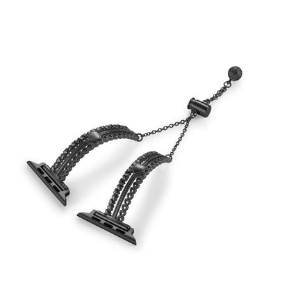 For Apple Watch 46mm / 49mm / 45mm / 44mm White Stone Love Bracelet Zinc Alloy Watch Band(Black) by bashfashion