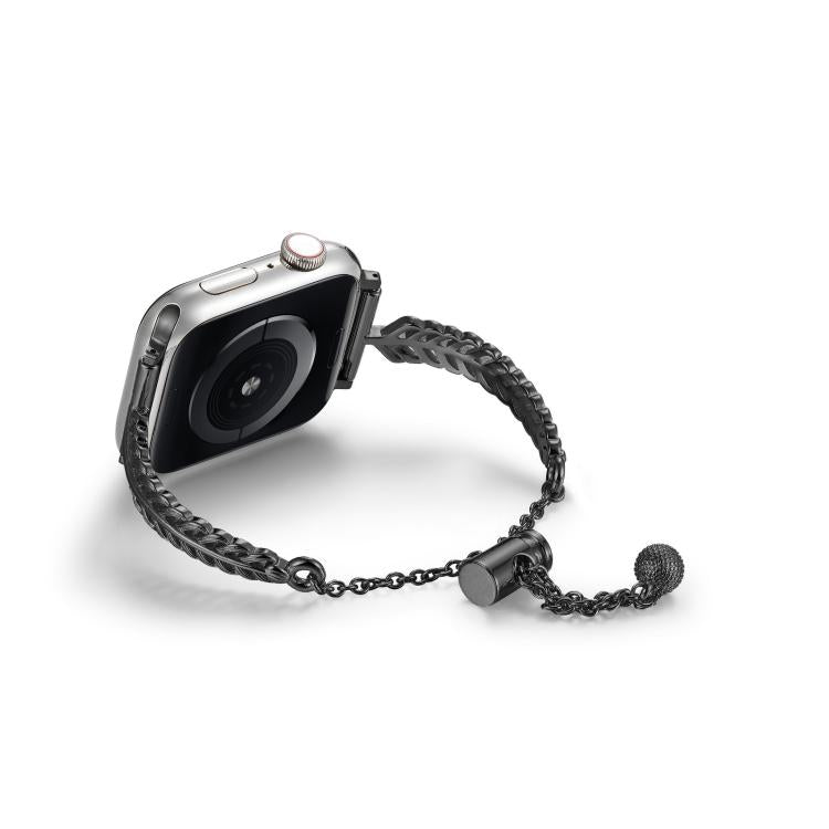 For Apple Watch 46mm / 49mm / 45mm / 44mm Metal Feather Copper Zinc Alloy Watch Band(Black) by bashfashion