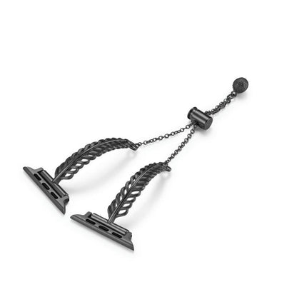 For Apple Watch 46mm / 49mm / 45mm / 44mm Metal Feather Copper Zinc Alloy Watch Band(Black) by bashfashion