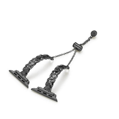 For Apple Watch 46mm / 49mm / 45mm / 44mm Braid Metal Glossy Zinc Alloy Watch Band(Black) by bashfashion