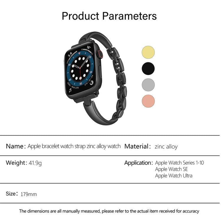 For Apple Watch 46mm / 49mm / 45mm / 44mm Metal Bracelets Zinc Alloy Watch Band(Black) by bashfashion