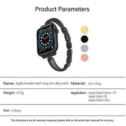 For Apple Watch 46mm / 49mm / 45mm / 44mm Metal Bracelets Zinc Alloy Watch Band(Black) by bashfashion