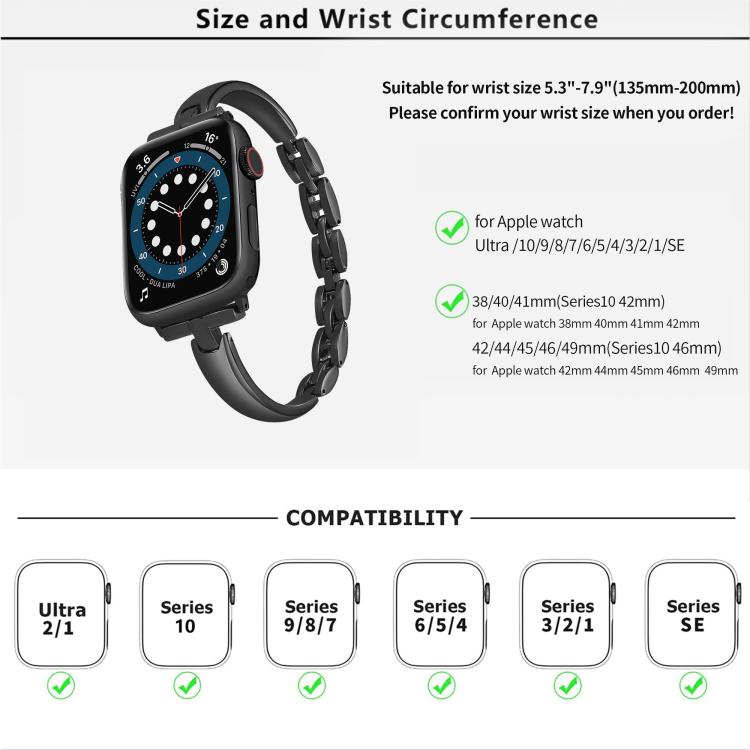 For Apple Watch 46mm / 49mm / 45mm / 44mm Metal Bracelets Zinc Alloy Watch Band(Black) by bashfashion